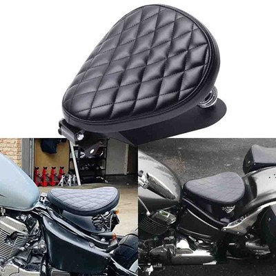 Motorrad Solo Sitz Leder Schwarz Mit Grundplatte Sitzfeder 3'' Für Bobber Chopper
