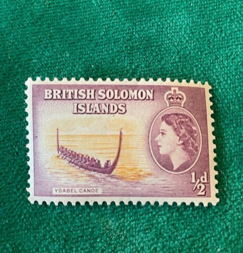 1956 British Solomon Islands - Mint Never Hinged - 1/2d QE II + Ysabel Canoe