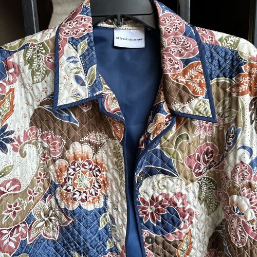 Alfred Dunner Jacket Light Weight Quilted Open Front Floral Multicolor Size L - Picture 4 of 17