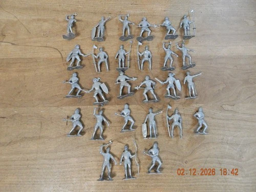 MARX COMANCHE PASS REPLACEMENT PARTS 27 SILVER FIGURES INDIANS COWBOYS
