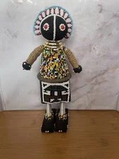 Hand Made South African Mopani Craft Beaded Ndebele Fertility Doll 10”