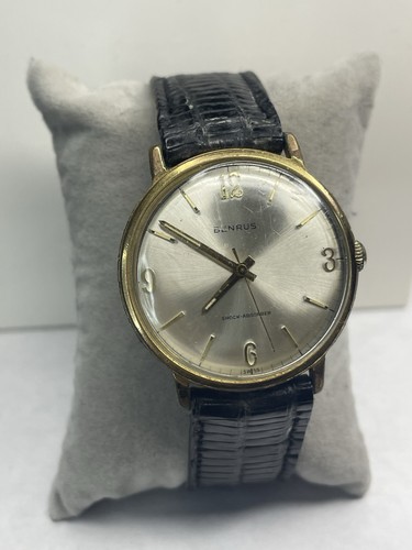 Orologio Vintage Benrus Shock-Absorber Serie #3021 Meccanico Quadrante Argento Abito - Foto 2 di 7