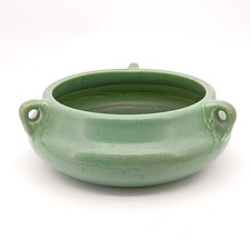 Antique 1917 Rookwood Pottery Matte Green Low Bowl 1222 Arts & Crafts 10"