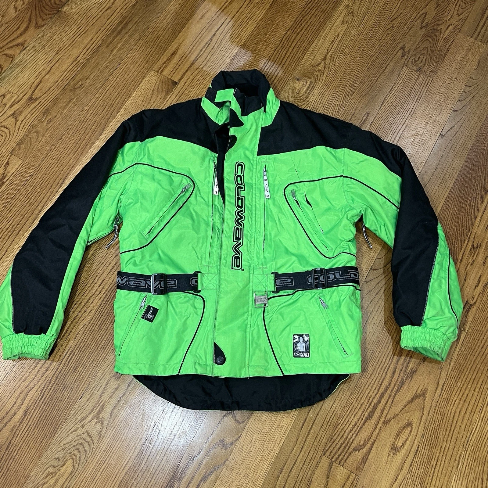 Coldwave Snowmobile Jacket Mens Size Small Green Powerskin Thermolite Plus Lined
