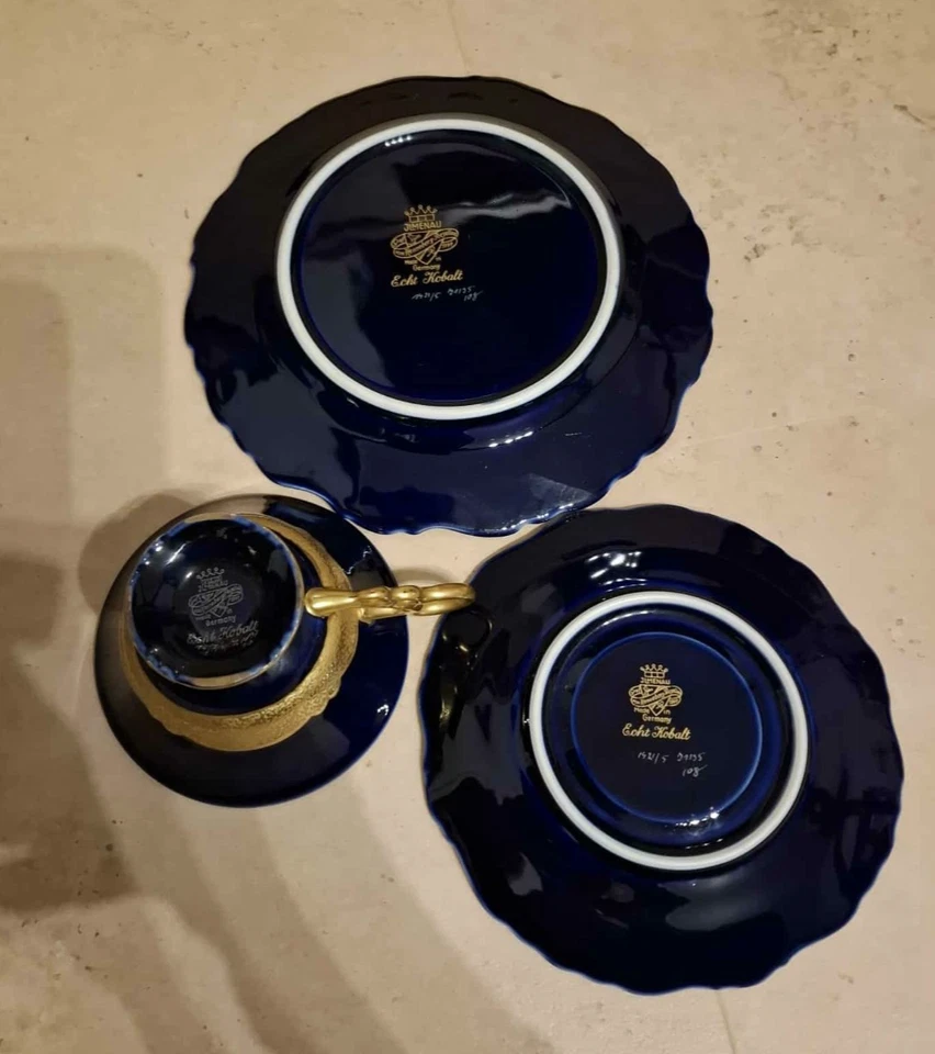 Sammeltasse Sammelgedeck Echt Kobalt Blau 24K Gold Graf Henneberg Ilmenau  - Bild 3 von 3