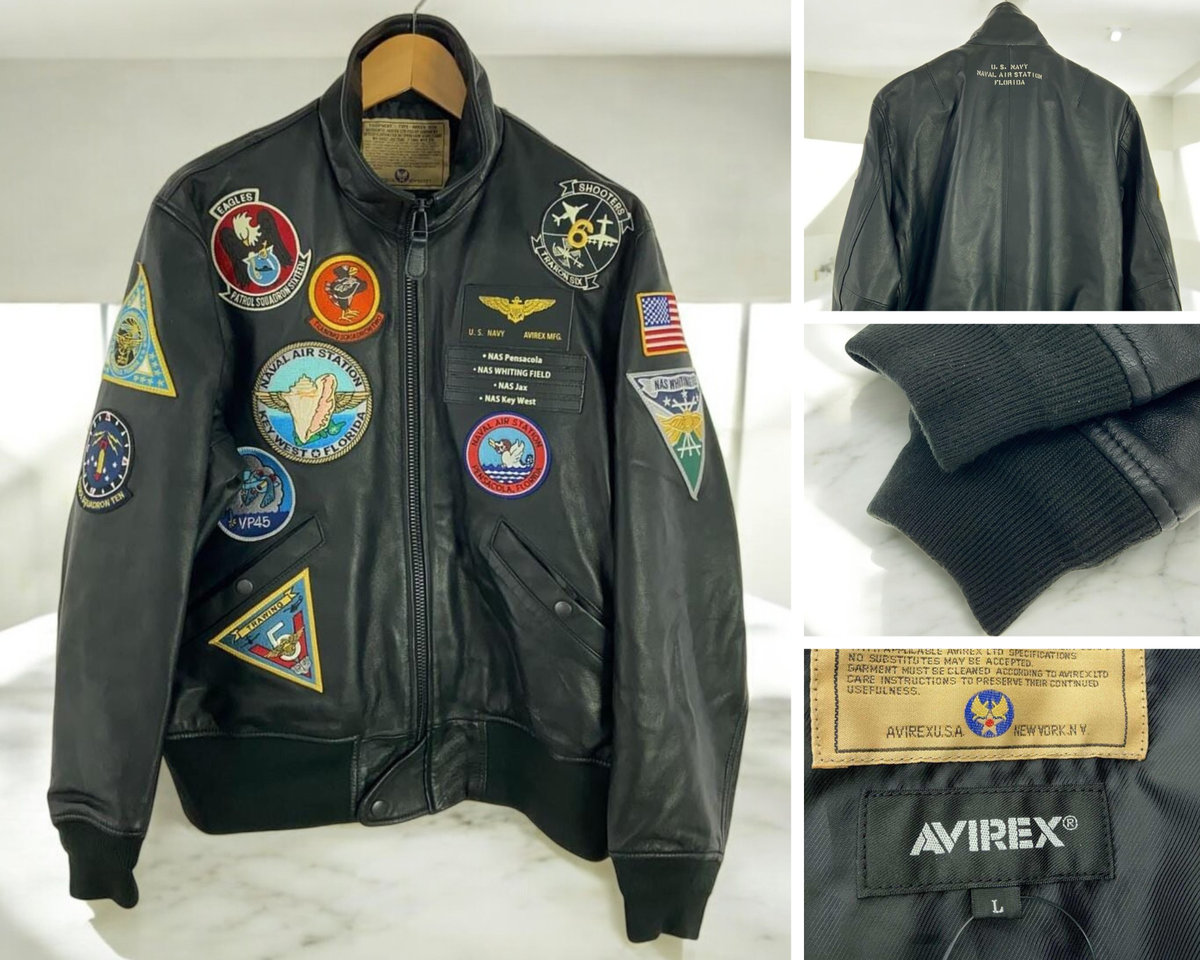 AVIREX SHEEP STAND L-2 NAS MIAMI Leather Jacket L Black 783 AVIREX SHEEP STAND L-2 NAS MIAMI Leather Jacket L Black 783