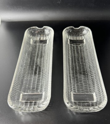 Rayware Corn Cob Dishes Pressed Clear Glass Footed 8.5  Lot Set Of 7 Vintage 70s