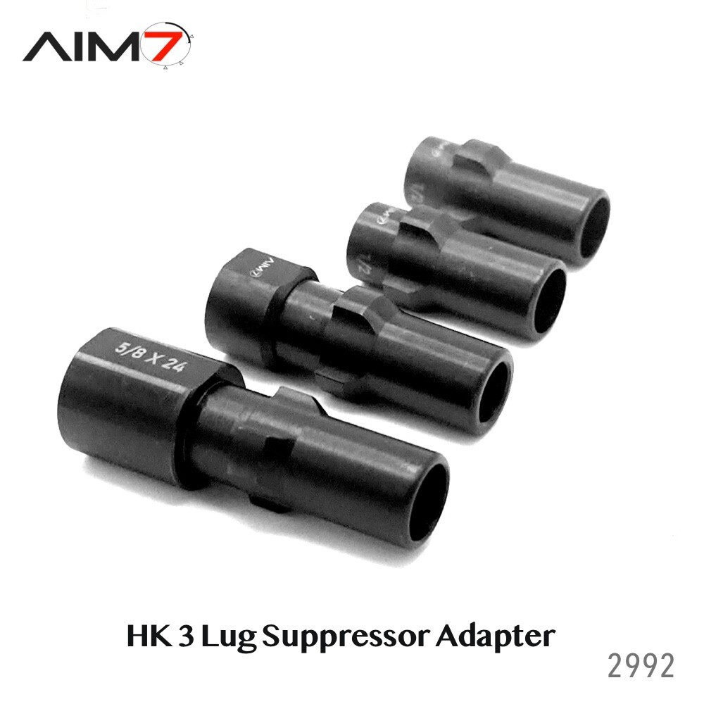 Aim7 3-Lug Muzzle Device Adapter 1/2x28, 1/2x36, 5/8x24, M135.1LH