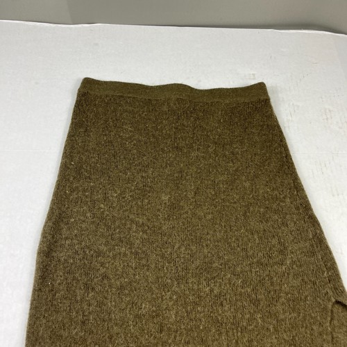 ZARA Womens Wool Blend Midi Skirt Green Side Slit A-Line High Waisted SMALLL - 第 3/10 張圖片