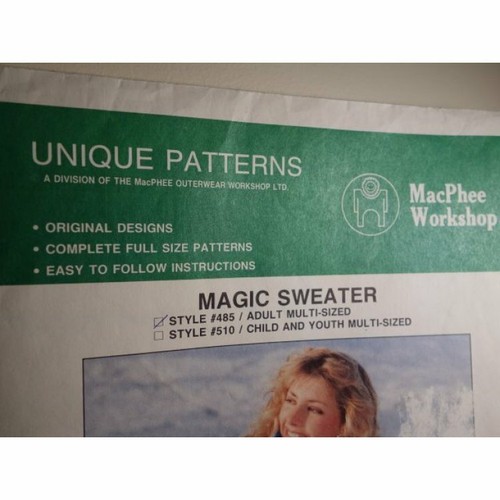 MacPhee Workshop Unique Patterns 485 Magic Sweater UNCUT! Vintage - Picture 3 of 6
