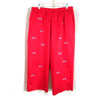 NWT Alfred Dunner Capri Pants Size 18 Embroidered Bicycles Pull On Summer July 4