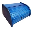 Wooden Bread Box Apollo Roll Top Bin Storage Loaf Kitchen Beech Wood Small Blue