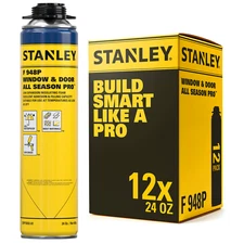Stanley F948 All Seasons Pro Gap Filler Foam 24oz, 12 Pack - Gun Not Included