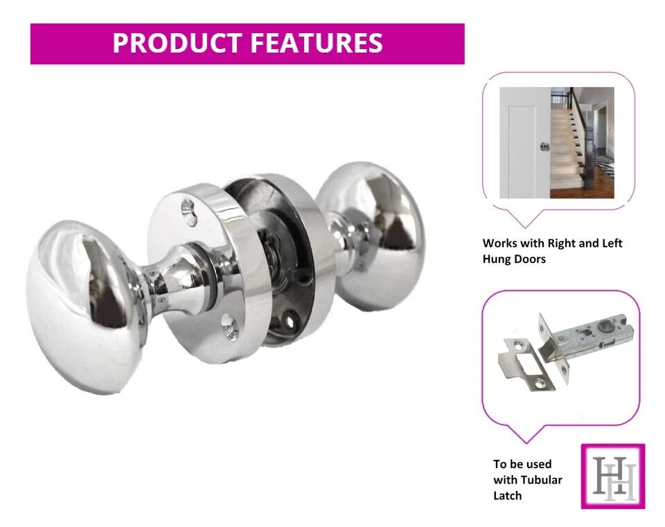 Chrome Door Knobs Internal Modern Door Handles Round Rose Silver: 1 to 7 pairs - Image 4 of 4