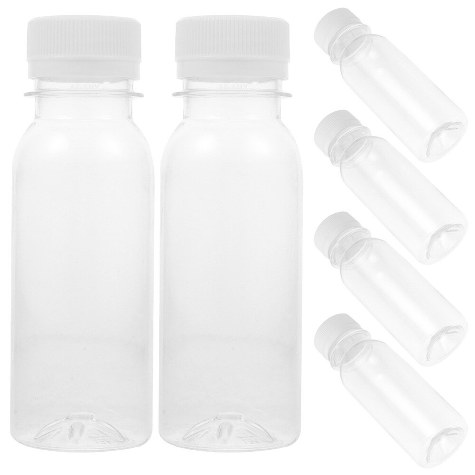 Mini Juice Bottles with Lids 24 Pack of 100ml Clear Plastic