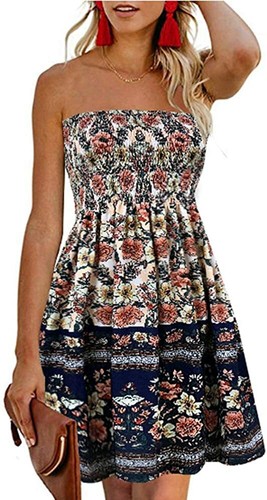 Cover Ups Strapless Boho Floral Print 