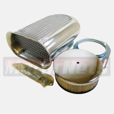 Polished Hilborn Style Mini Hood Air Scoop Blower Single 4bbl Fin Retro Aluminum