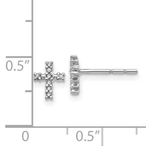 14k White Gold Polished Diamond Cross Post Earrings - Picture 4 of 7