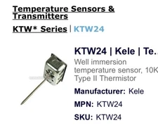 Kele KTW24 Duct Temperature Sensor Probe 5” HVAC Immersion (shelf 12)
