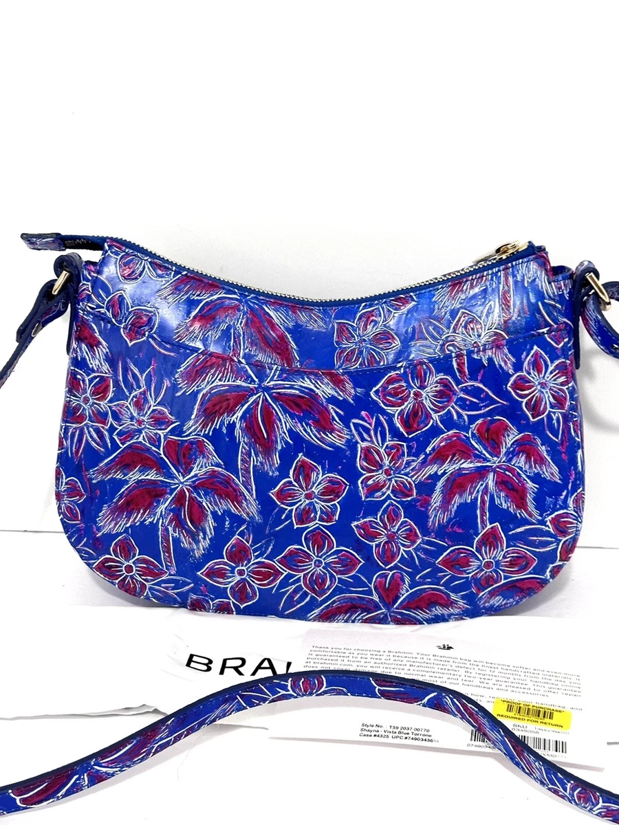 Brahmin blue and white purse sale