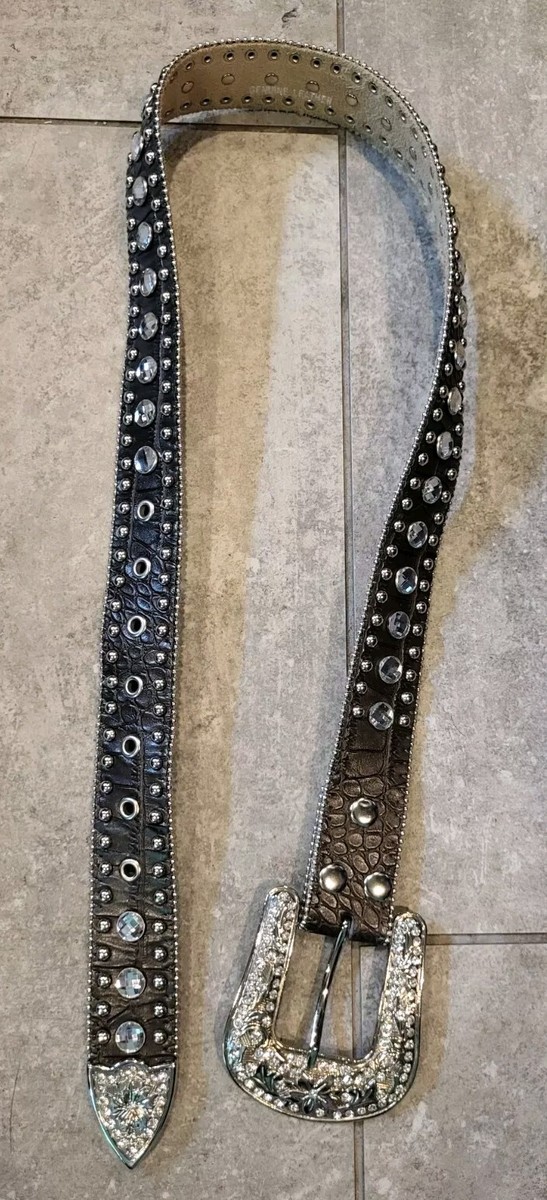Blazin Roxx Western Brown Leather Silver Belt Sz S 
