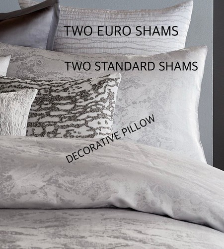6 PC~Donna Karan LUNA Queen Duvet, 2 Standard & 2 Euro Shams, Decorative Pillow - Picture 7 of 21