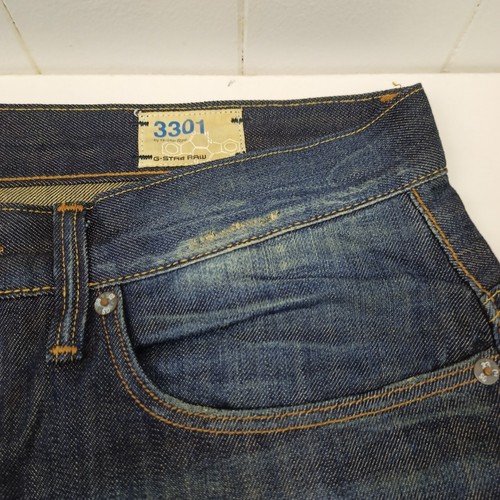 G Star Raw 3301 Men Jeans Denim Blue Pants Cotton Straight Size W 34 L 34 - Picture 6 of 22
