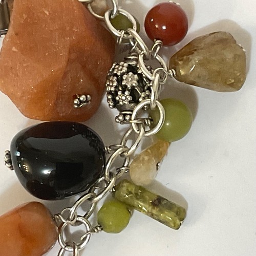 Bracciale Vintage Silpada Argento Sterling Pietre Miste Perle Cha-Cha Pendente 8” - Foto 11 di 24