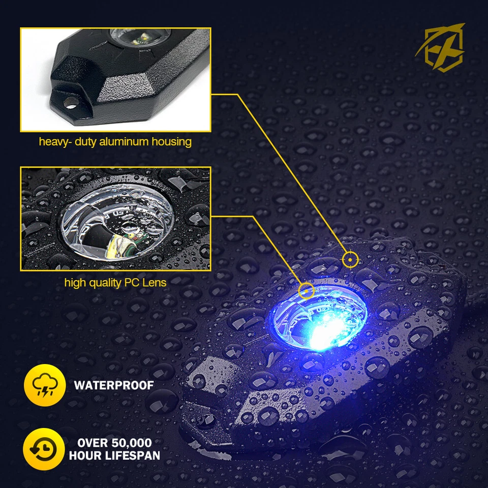 Xprite RGBW LED Rock Lights Neon Kit Control Remoto Bluetooth Para Jeep Camión UTV Foto 3 de 4
