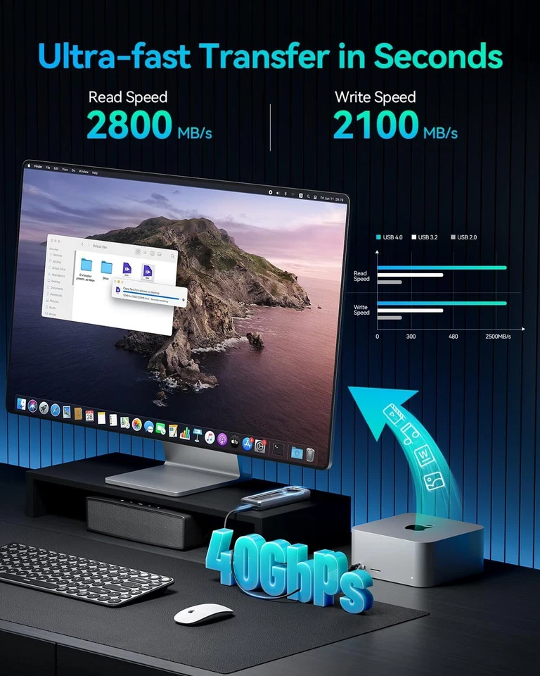 Yottamaster 40Gbps M.2 NVMe SSD Gehäuse USB 4 Thunderbolt PCIe Adapter M Key - Bild 3 von 4