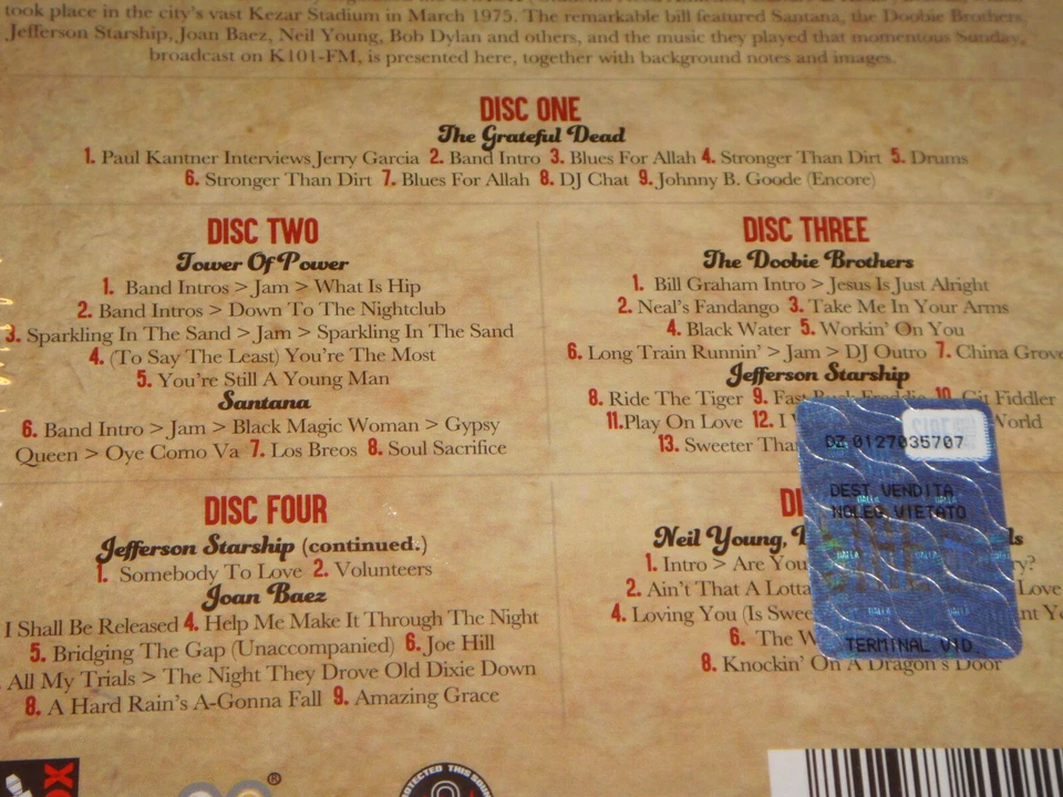 Grateful Dead Live 3/22/1975 SF SNACK Benefit Concert Kezar Stadium 5CD Box Set - Image 4 of 4