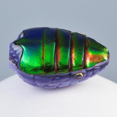 Jewel Beetle Snake Head Bead, Purple Clam Shell & Blue Sapphire Eyes 8.38g