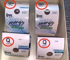 4 PLUS SIZE QUEEN Q, Q+ L'EGGS PANTY HOSE SHEER Energy Stockings Suntan Nude