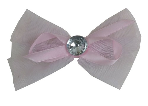 6 pcs Youth Mesh Ribbon Hair Pins with Crystal Clear Stone Assorted Colors - Picture 7 of 9