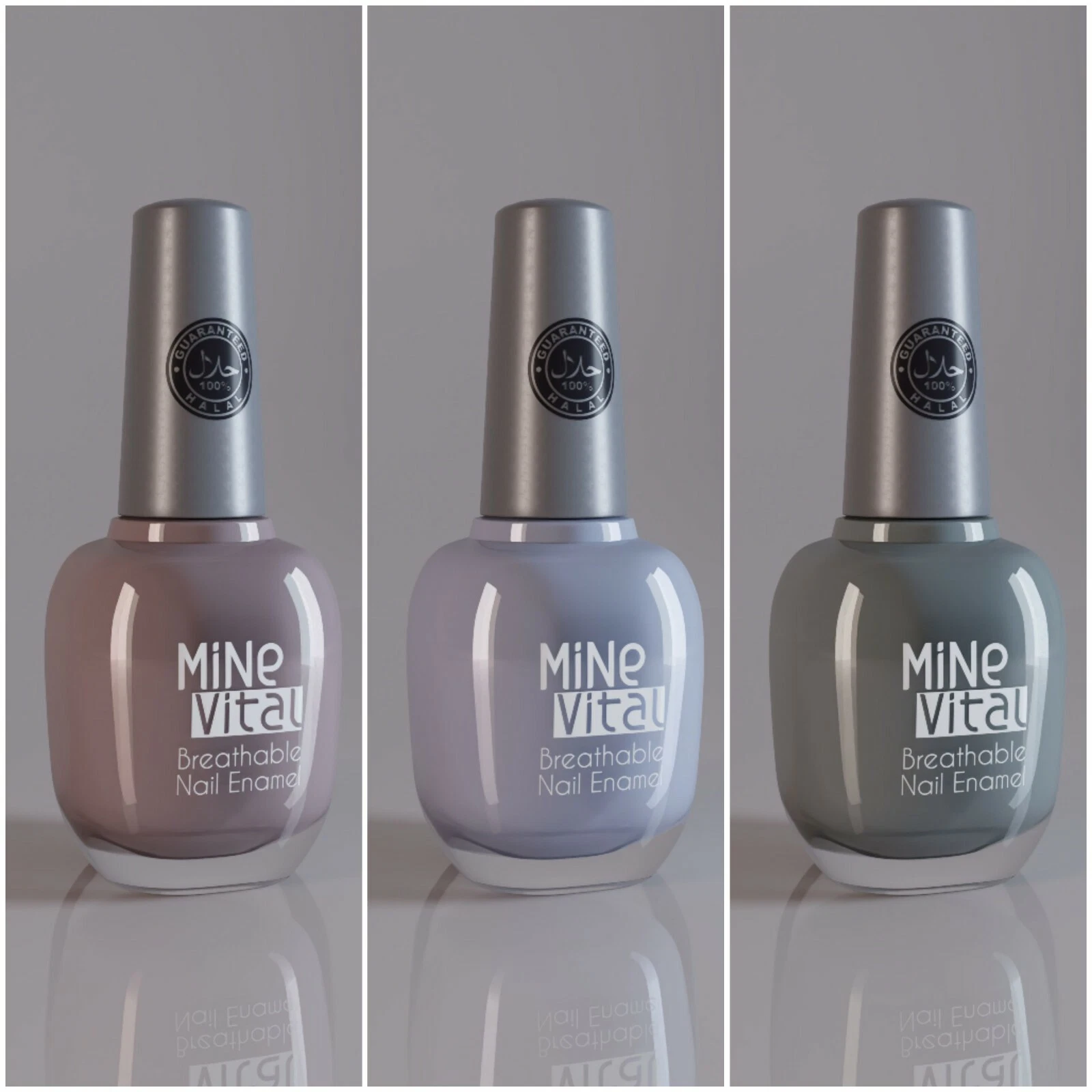 Halal / Vegan Nail Polish Set. Three Colours. One Deal !