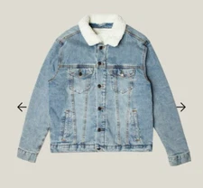 NEW TAYLOR SWIFT 1989 (Taylor's Version) Clean Blue Denim Jacket Sherpa Collar L