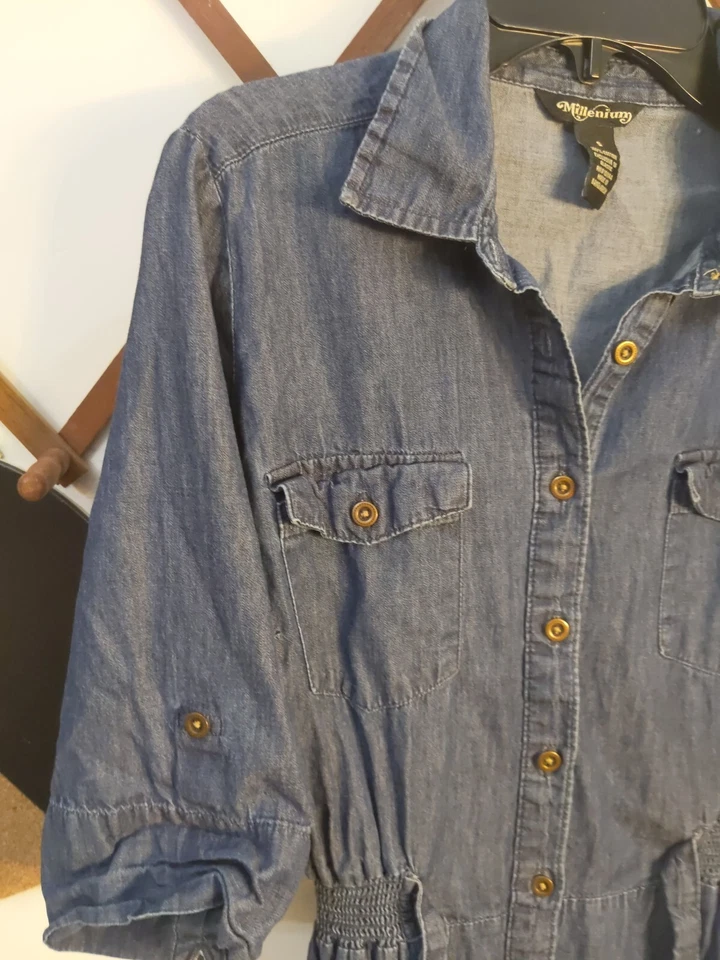 Платье Millennium темно-синее эластичное на талии на пуговицах размер Sm. - Изображение 2 из 4