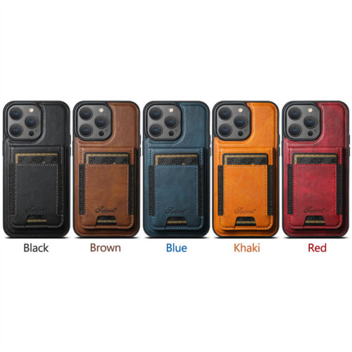For iPhone 16 15 Pro Max 14 13 Shockproof Leather Wallet Card Holder Stand Case - Picture 9 of 60