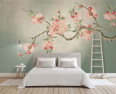 3D Flower Branch K6490 Wallpaper Mural Self-adhesive Removable Sticker Kay