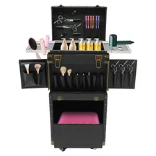 Portable Rolling Makeup Stylist Makeup Train Hair Salon Case Clipper Trimmer Box