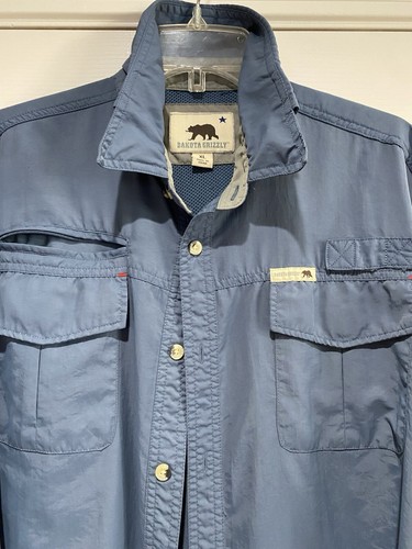 Dakota Grizzly Men Blue Button Down 100% Nylon Shirt, Vents Pockets Outdoors XL - Picture 4 of 16