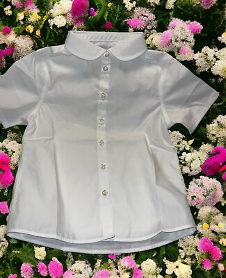 Lands  End Shirt Girls School Uniform Blouse Shirt Size 5 White SSleeve Shirt 