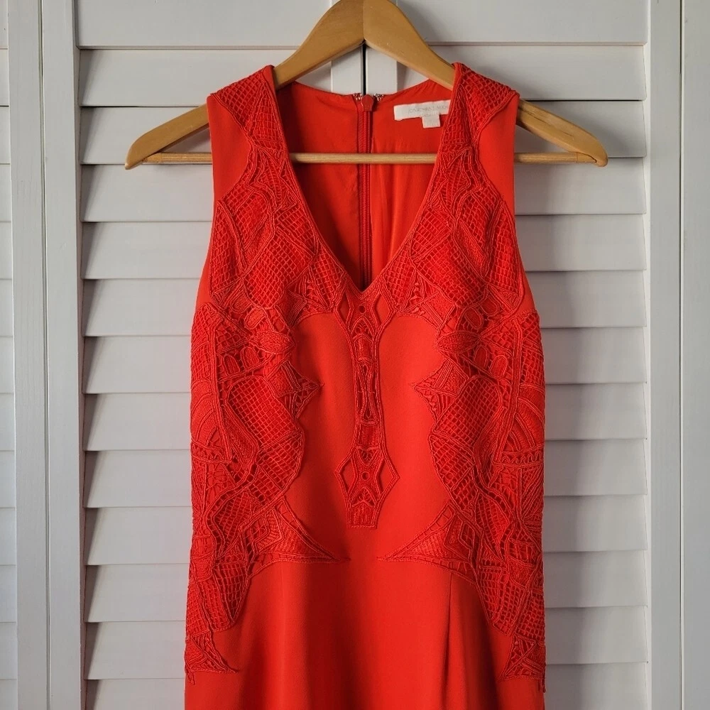 Abito midi Jonathan Simkhai rosso pizzo donna 2 cocktail San Valentino sexy femminile