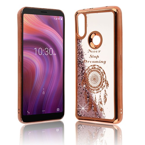For Alcatel 3V (2019) - Waterfall Chrome Glitter Liquid Design Armor Cover Case - Picture 10 of 25