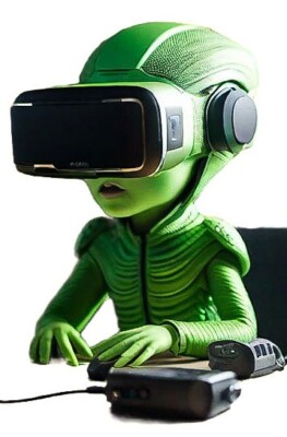 V.R Playing Aliens, Virtual Reality Aliens Wandkunst Größe A3