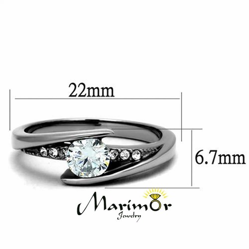Women's .87 Ct Round Cut Cubic Zirconia, Stainless Steel Engagement Ring Sz 5-10 - Picture 2 of 5