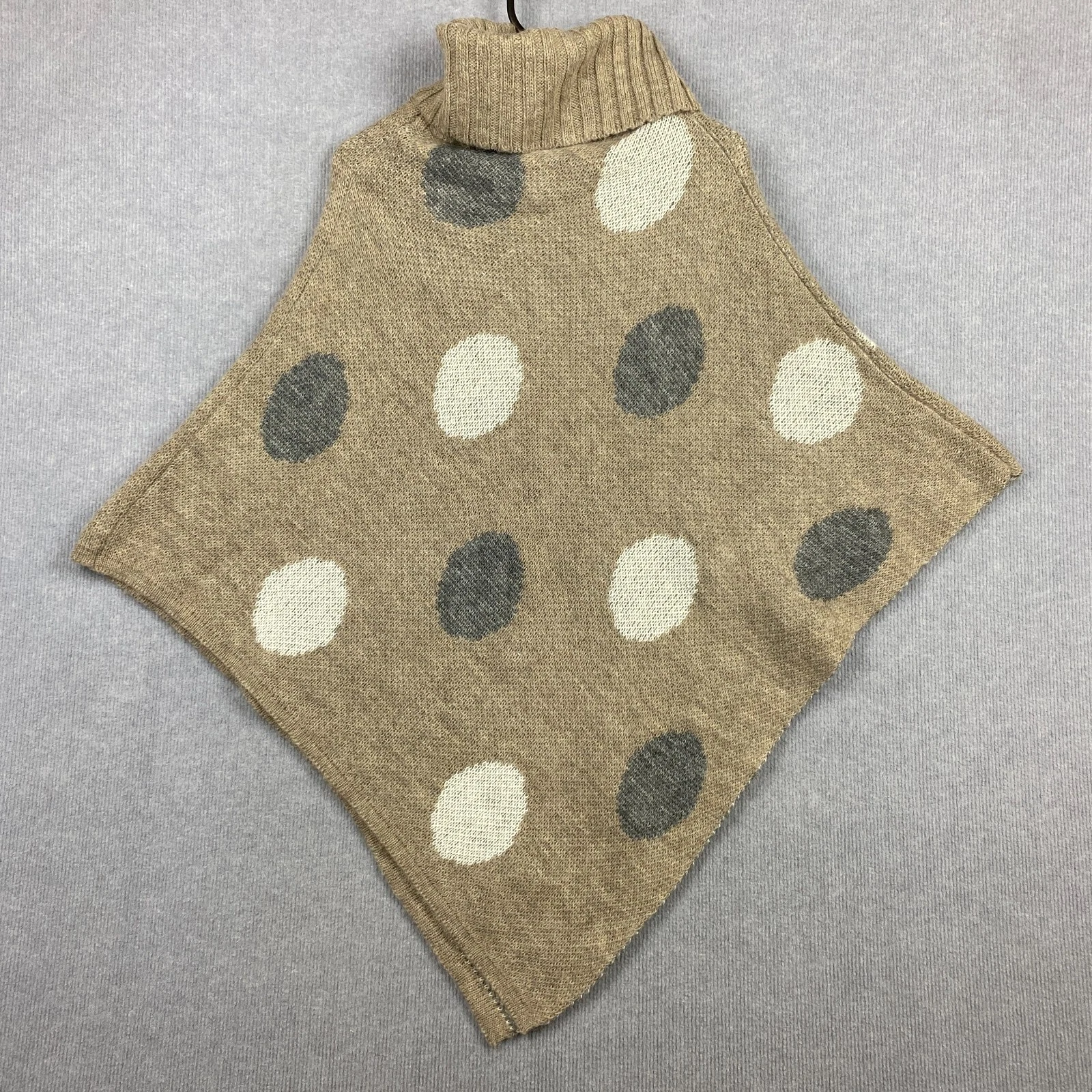 Moda Immagine Poncho Womens One Size Beige White Grey Spotted Mohair Wool Blend