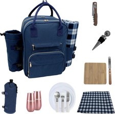 Truvelli Picnic Backpack for 2 with Blanket &ndash; 12-in-1 2 Person, Blue 