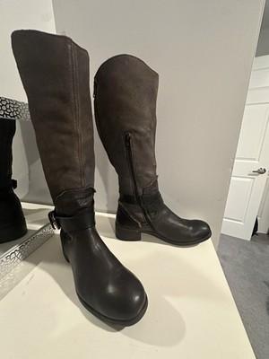 MOMA Black/Brown Leather Knee Biker  Boots Womens sz EUR 39 US 8.5 ITALY
