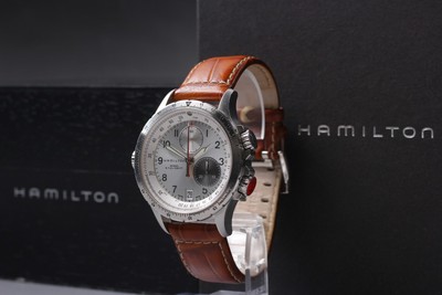 [Fast neuwertig mit Box] Hamilton Khaki ETO H776220 silbernes Zifferblatt Dat...